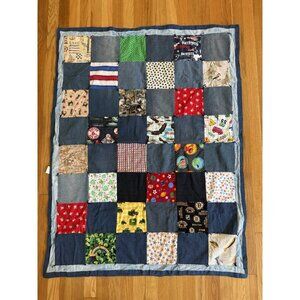 Baby Boy Quilt Handmade Patchwork Crib Toddler Blanket 37" x 49” Patriots Bruins